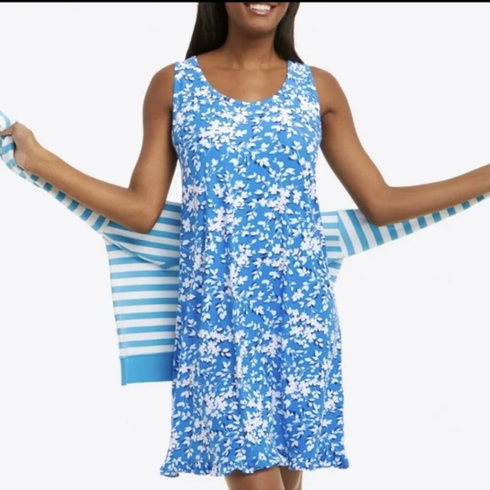 Draper James Blue Floral Print Casual Dress | Size S | Southern Charm